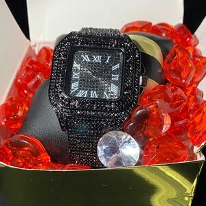 Black Men's Watch with Roman Numerals black lab ice